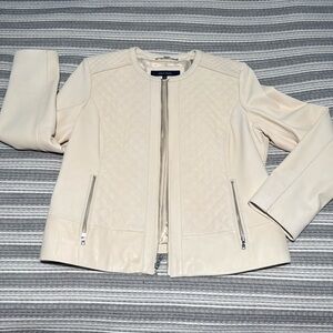 Cole Haan XL Cream Quilted leather jacket